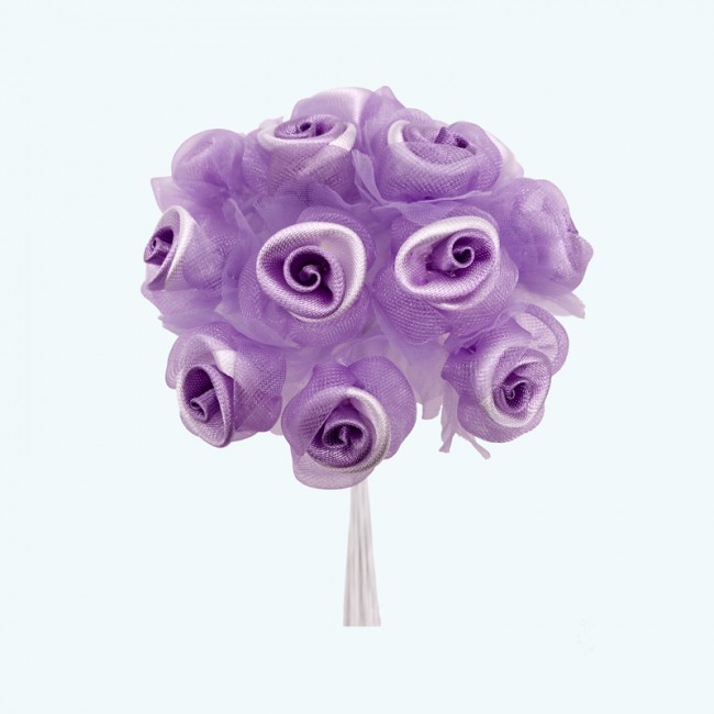 2.5" Diameter Stain Organza Flower 12X12 | Lavender